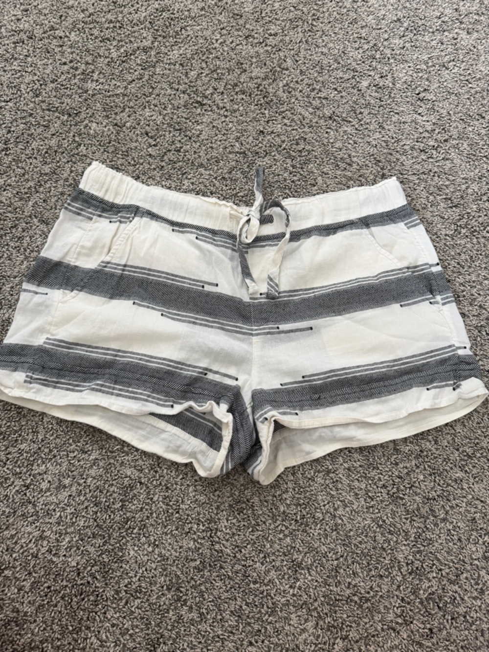 Lou & Grey White Shorts with Gray Stripes